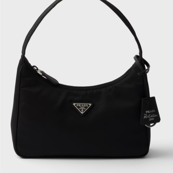 Prada Handbags - Prada Black Nylon Shoulder Bag with Triangle Logo